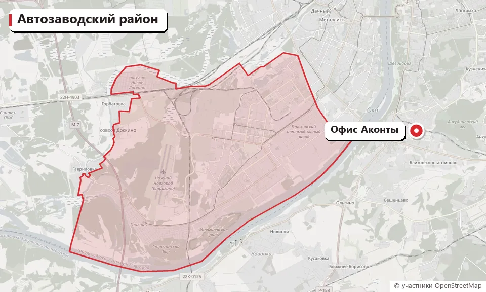 Автозаводский район Нижнего Новгорода на карте и офис компании Аконта на улице Геологов Автозаводский район Нижнего Новгорода на карте и офис компании Аконта на улице Геологов