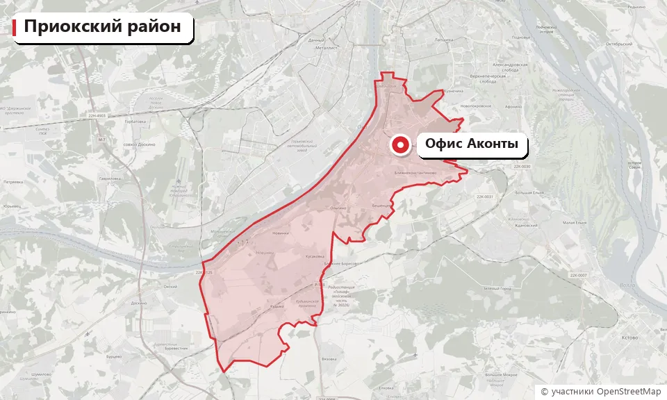 Приокский район Нижнего Новгорода на карте и офис компании Аконта на улице Геологов Приокский район Нижнего Новгорода на карте и офис компании Аконта на улице Геологов